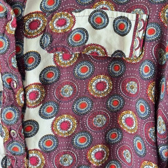 NATURA anthropology Womens Blouse print boho chic Long sleeve viscose S - Picture 5 of 16